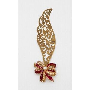 Desk Letter Mail Opener Enamel Rhinestone Bow Pearl Cut Out Swirl Vintage